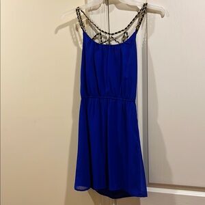 Chic Blue Dress with Chain Straps